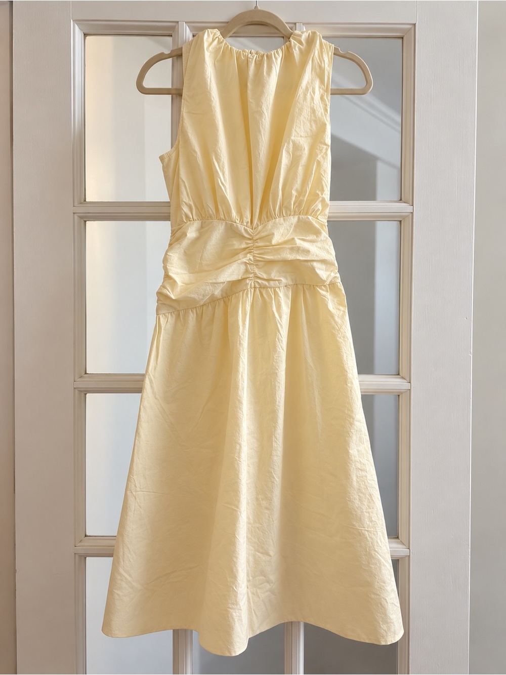COMMENSE Sleeveless Ruched Waist Midi Maxi Dress – Light Yellow – Small NWT
